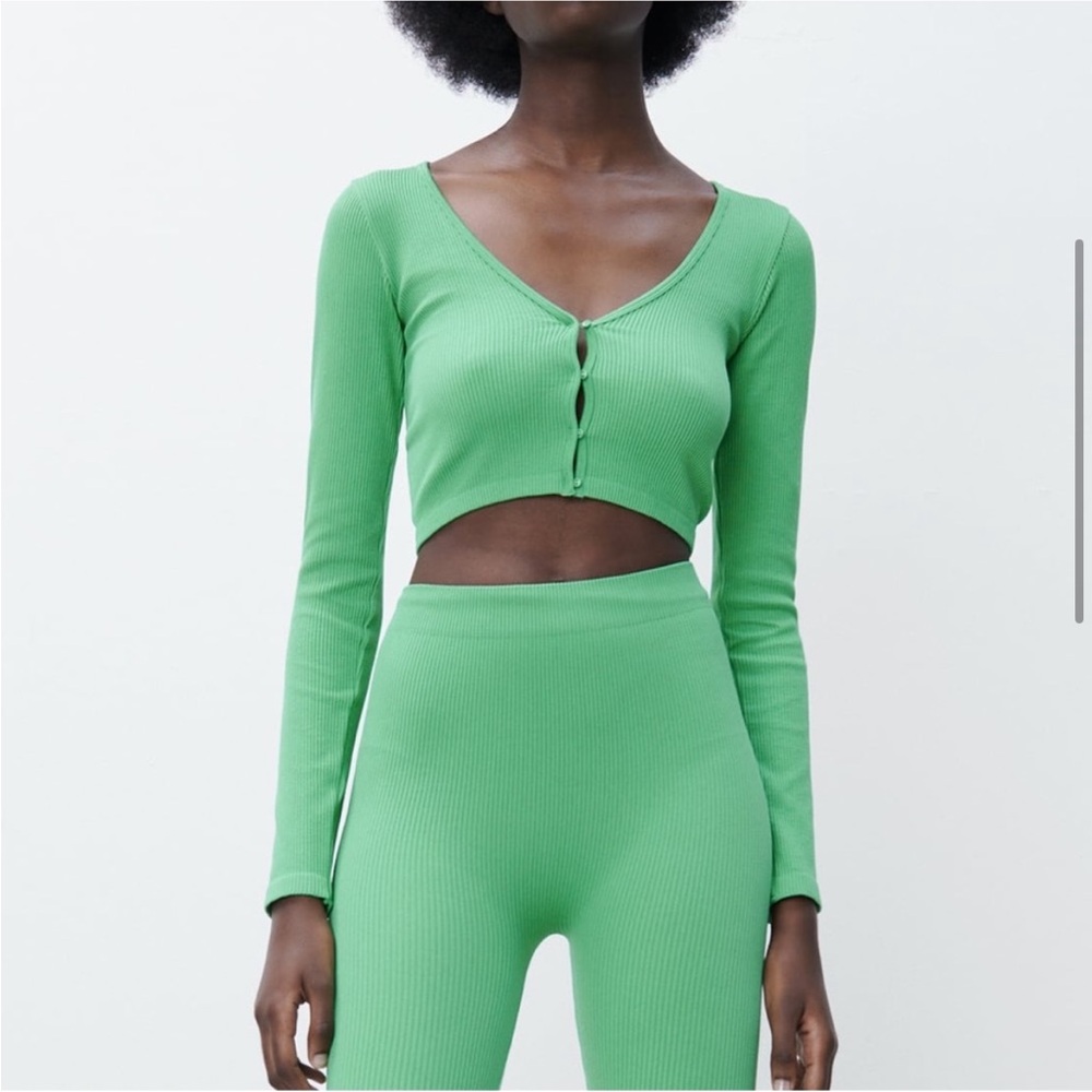NWOT! Zara Seamless Mini Cardigan - Kelly Green, Size XS/S